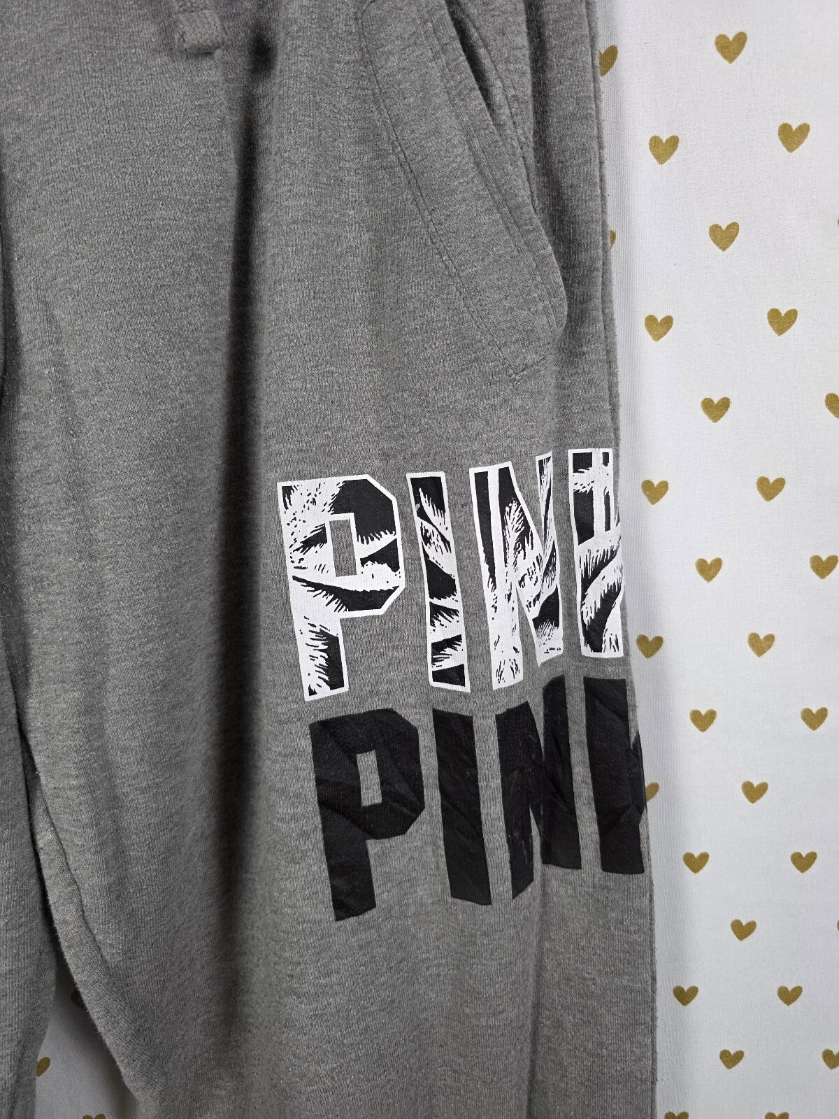 Victorias Secret PINK XS Grey Logo Flared Diaper Butt Boyfriend Sweats