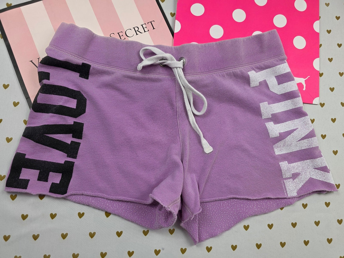 Victorias Secret PINK Vintage Purple Logo Sweat Shorts Booty Medium