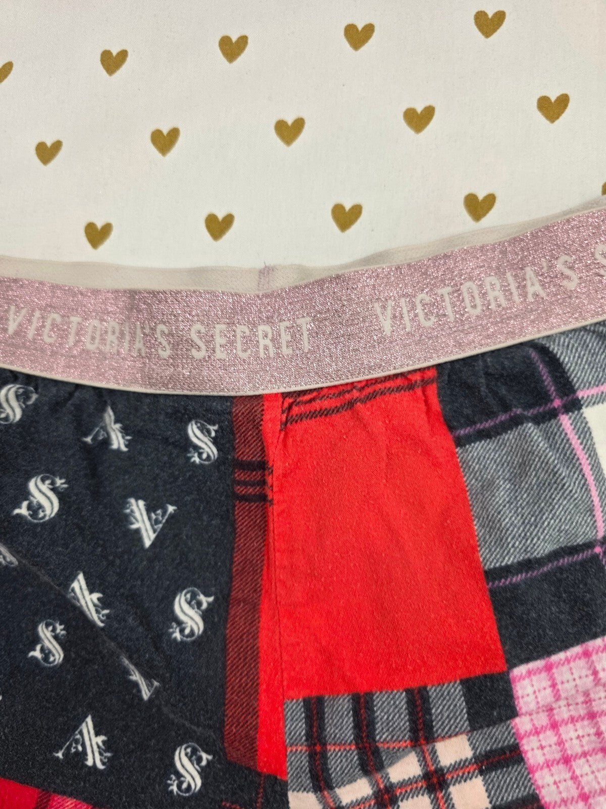 Victorias Secret Plaid Patchwork Small Sleep Shorts Boxers Pajama Bottoms