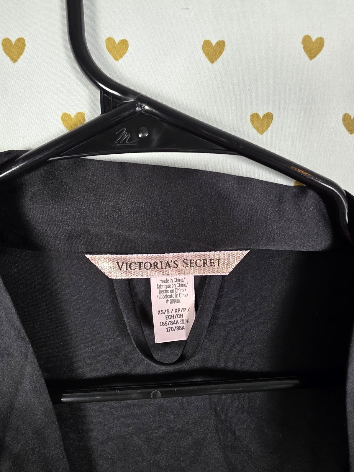 Victoria's Secret 2018 NYC Fashion Show Robe XS SMALL Black Satin BLING