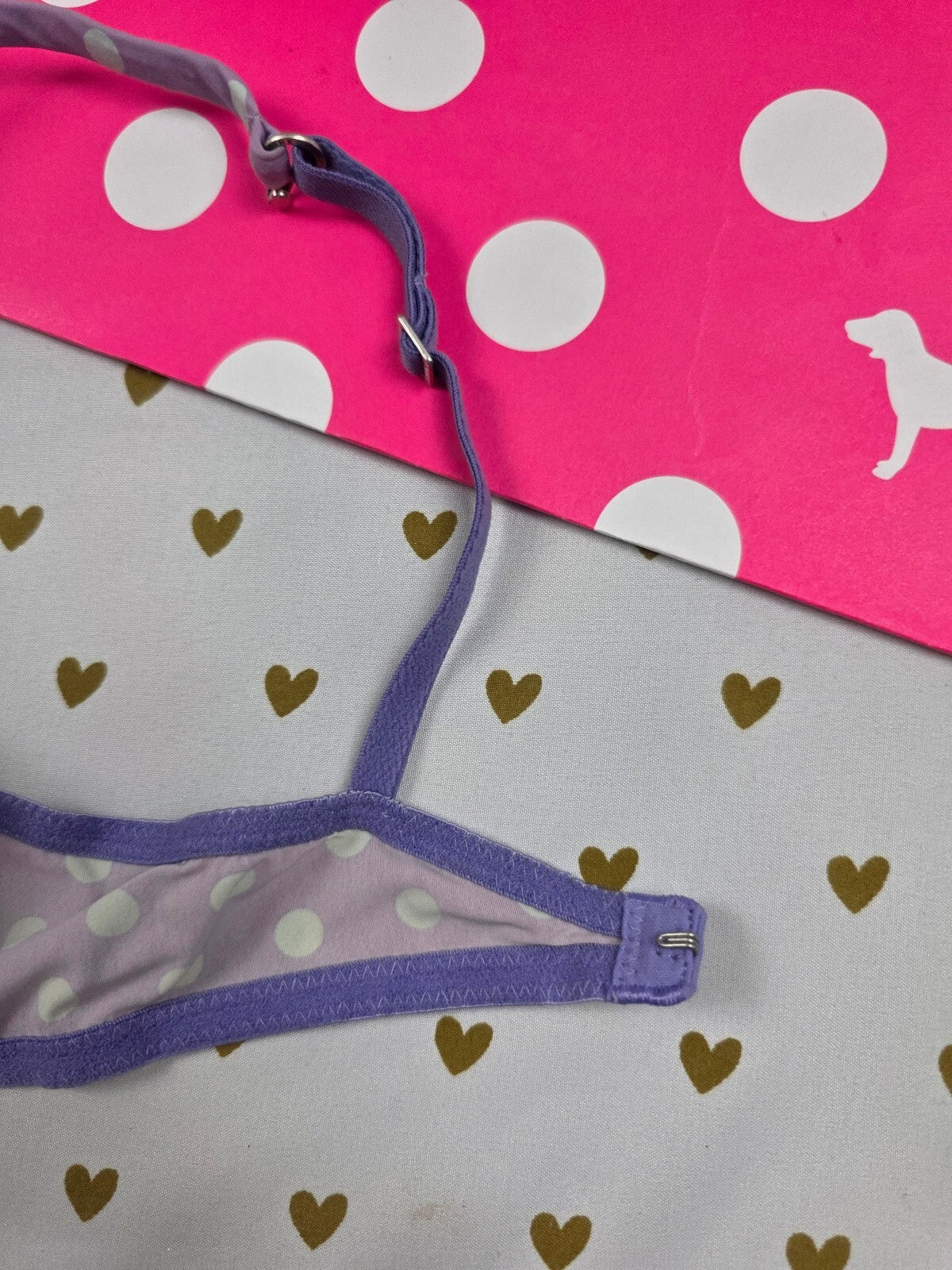 Victorias Secret Pink Vintage Polka Dot Purple Scoopneck Bra 34B