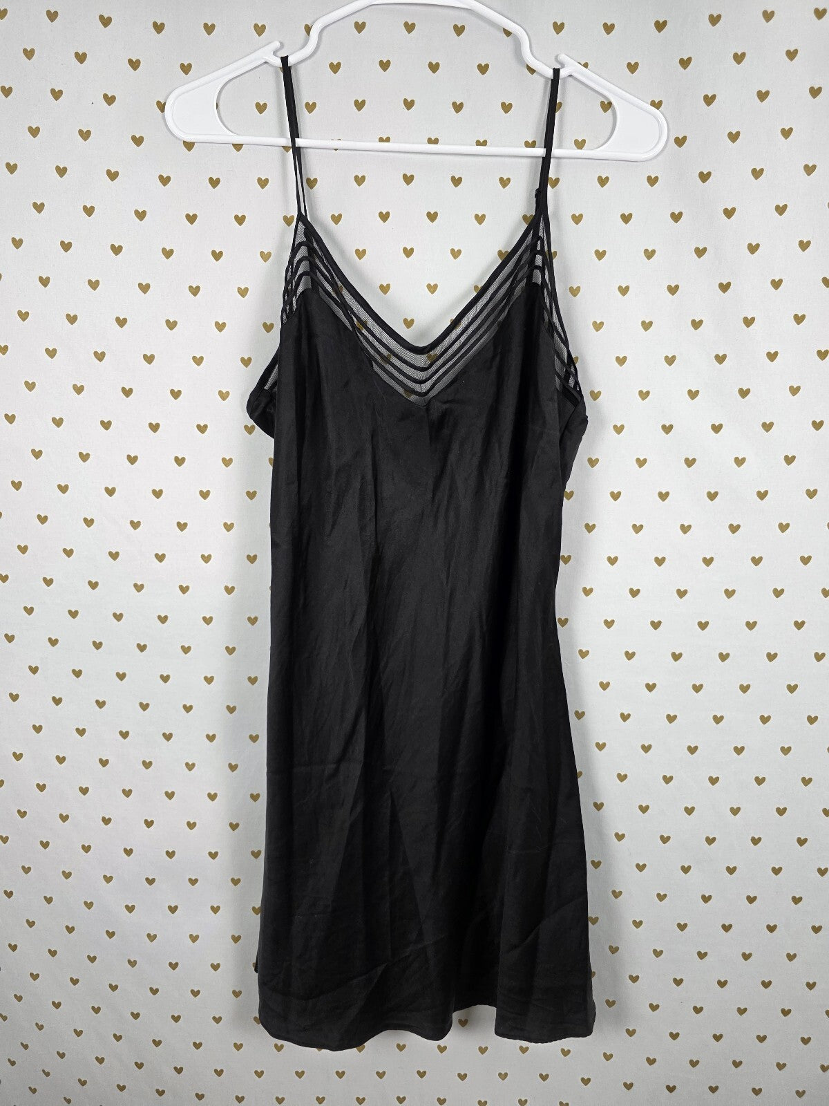 Victorias Secret Vintage Large Black 100% Silk Slip Dress Nightie Lingerie