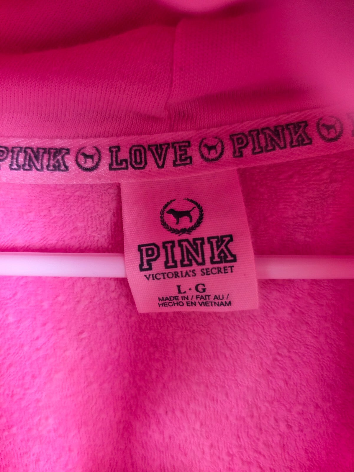 Victorias Secret Pink Love Vintage Full zip hoodie Jacket Large