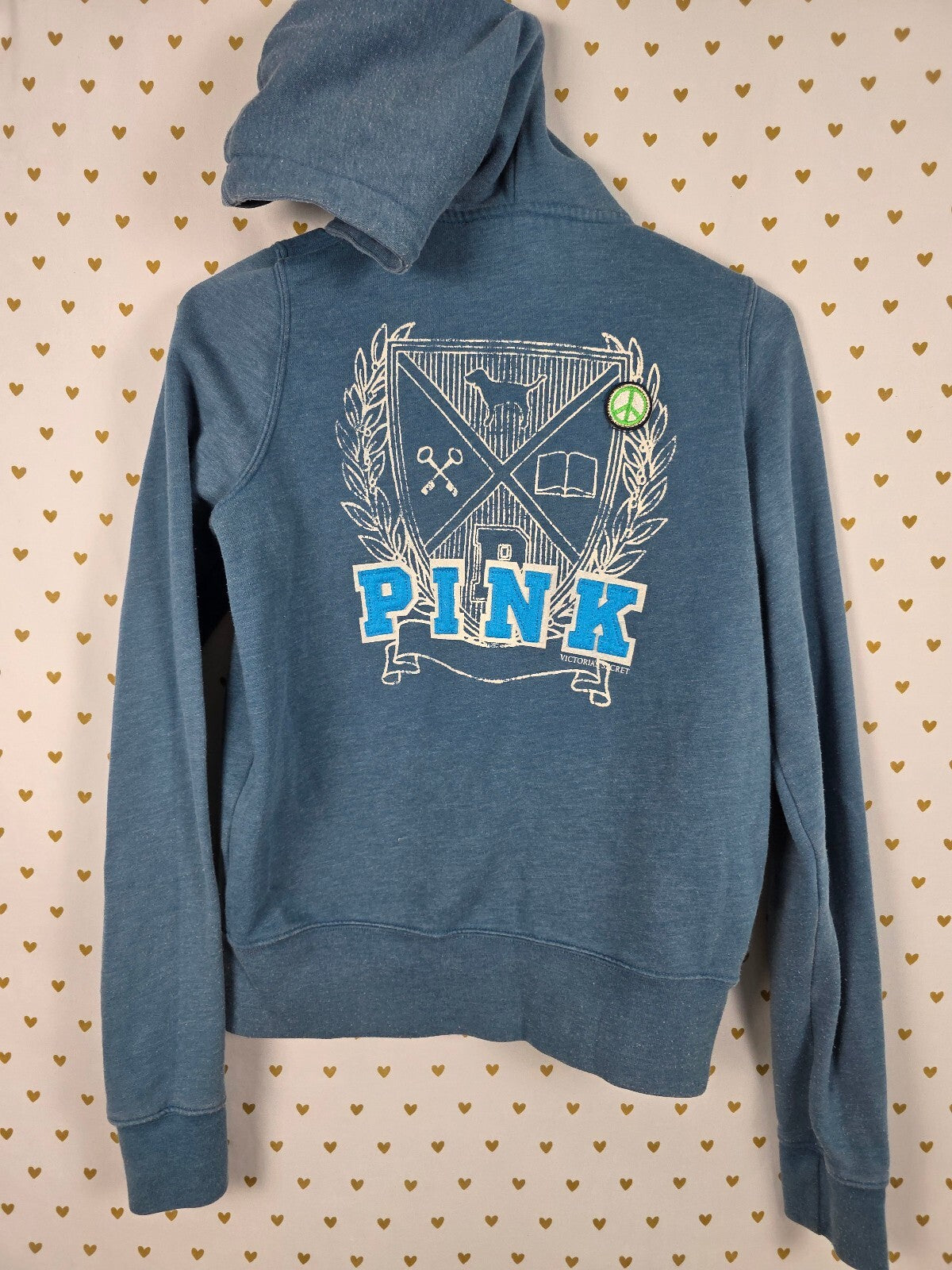 Victorias Secret Pink VINTAGE y2k Blue University Full zip hoodie Jacket SMALL
