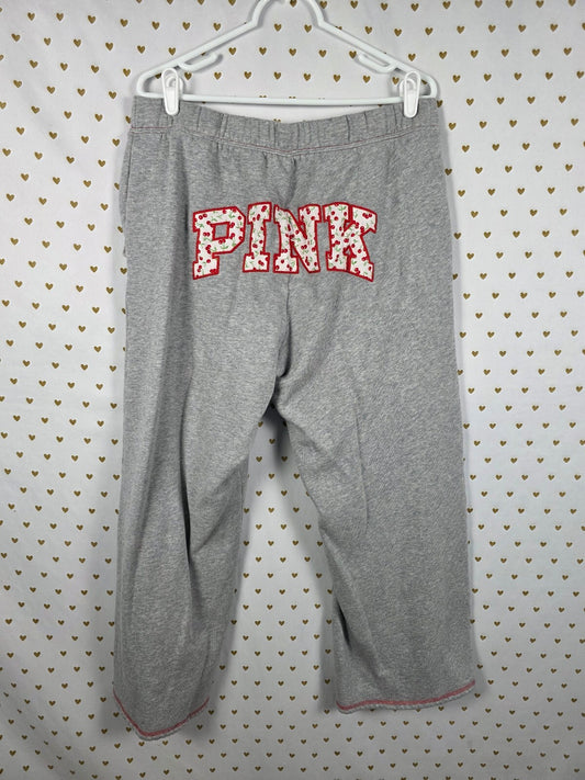 Frankies Bikinis x PINK Cherry Logo Sweatpants Gray Fleece Lounge Pants L