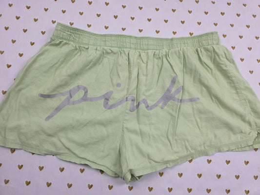 Victorias Secret PINK Green Logo butt LARGE Sleep Shorts Boxers Pajama Bottoms