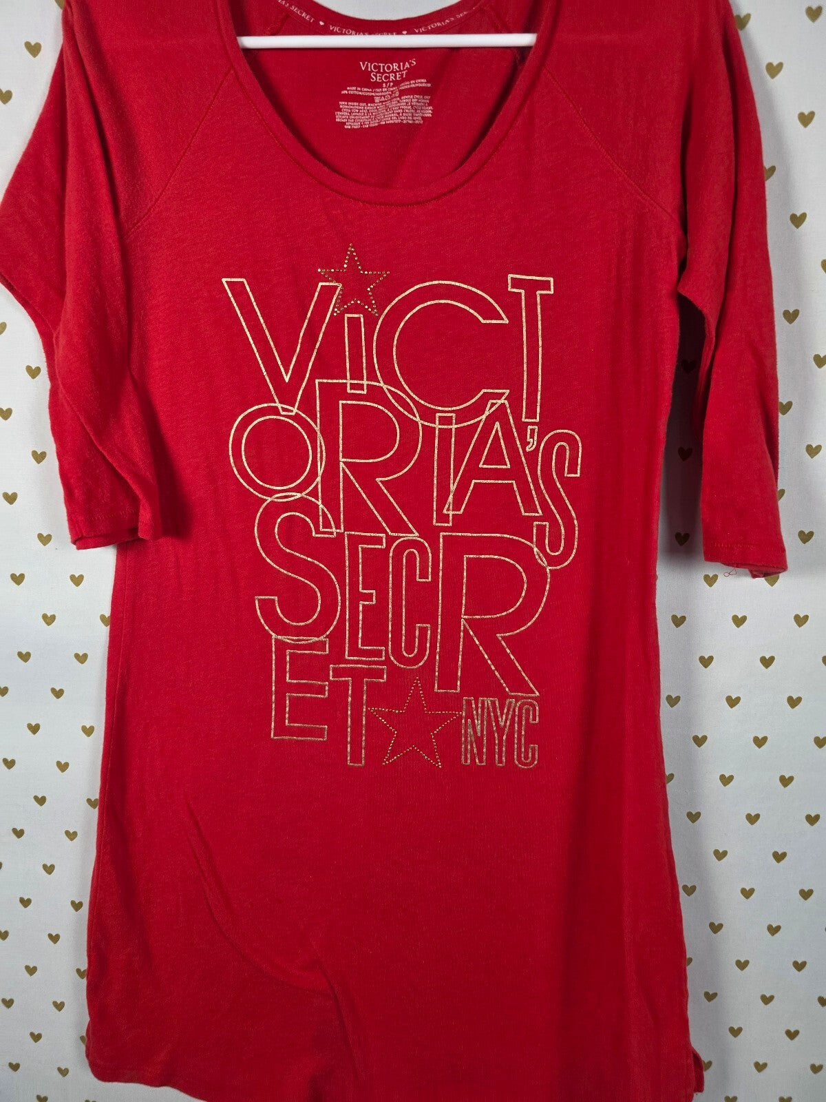 Victorias Secret Red Bling Logo Nightgown Sleep Shirt pajama Dress Small