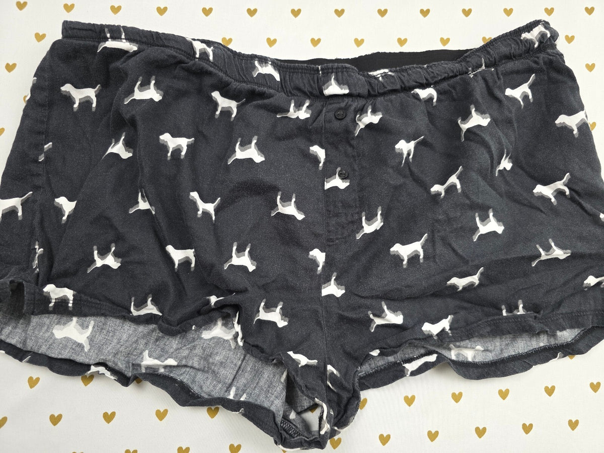Victorias Secret PINK Black Dogs XL Sleep Shorts Boxers Pajama Bottoms
