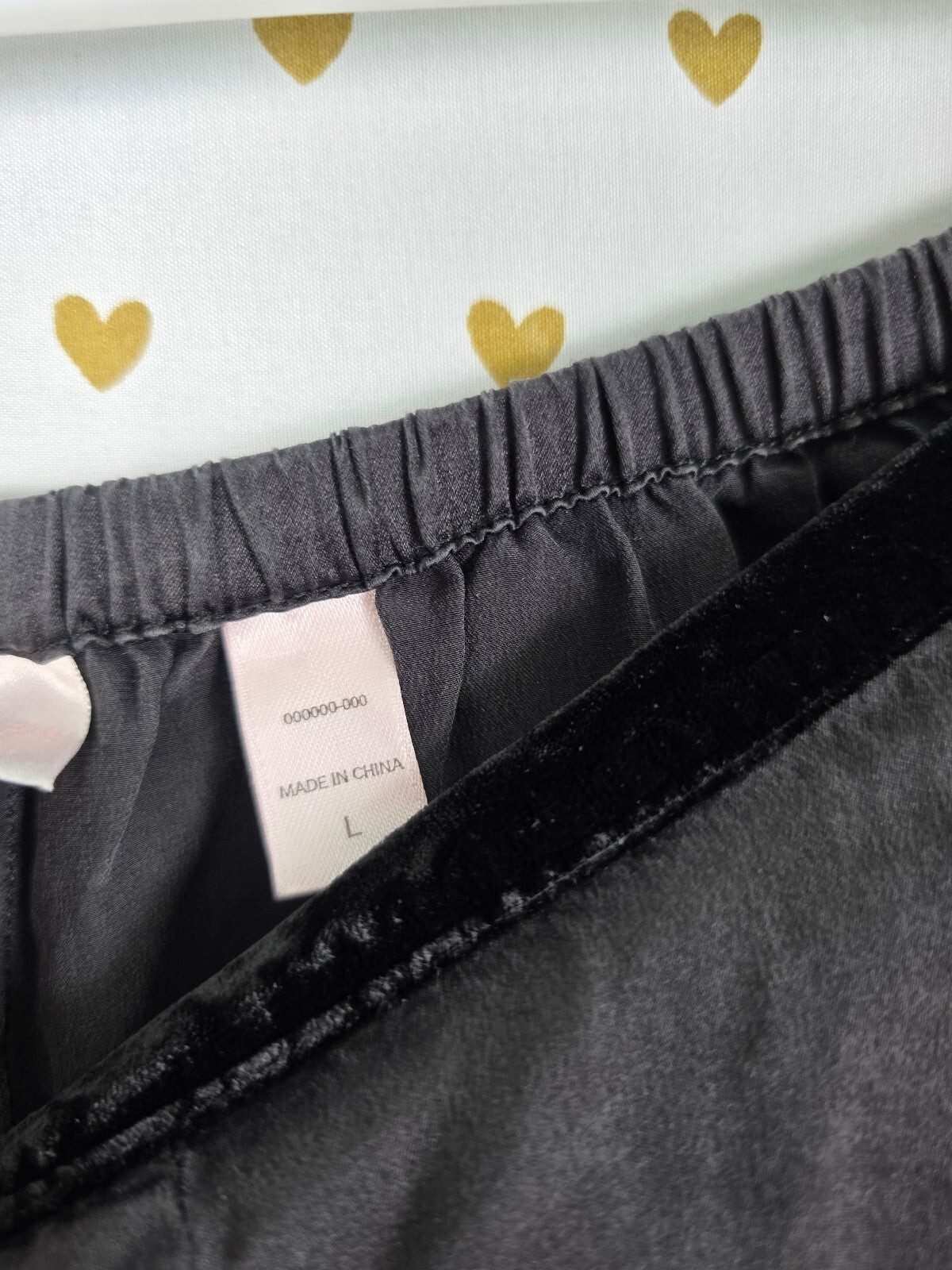 Vintage Victoria's Secret 2000 Black 100% Silk Velvet Trim Pajama Pants L