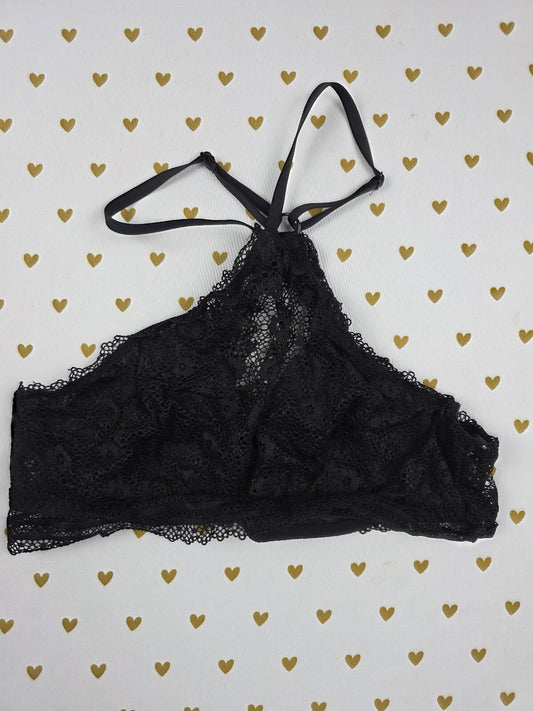 Victorias Secret Black Choker Lace Underwire M Bralette Bra Top Tank
