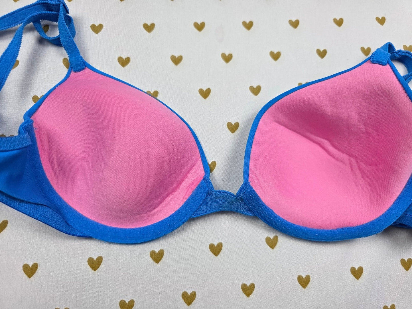 Victorias Secret Pink Blue 32B Wear Everywhere Demi Balconette Bra