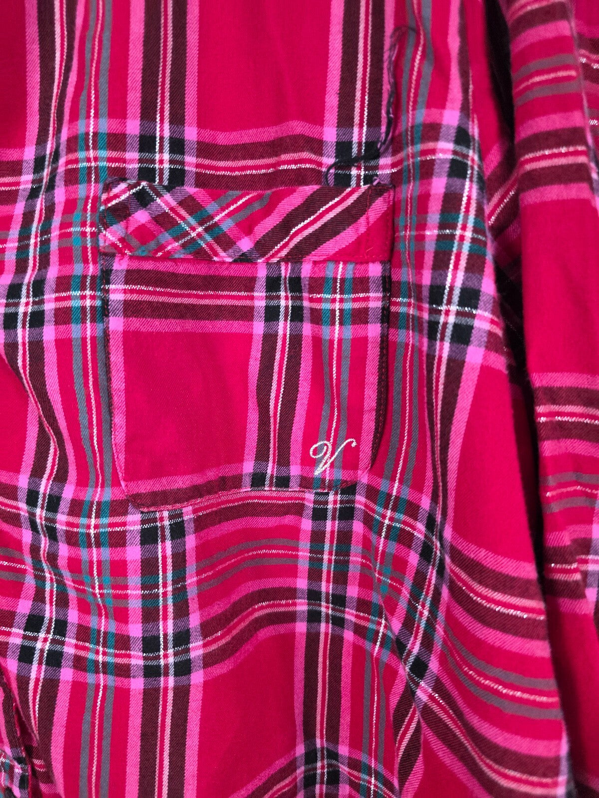 Victorias Secret Red Plaid Pajama Set 2pc Shirt Pants Bottoms PJ XL