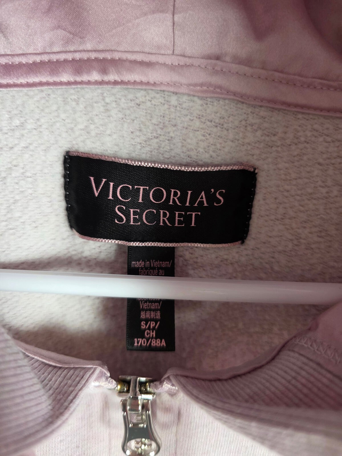 Victorias Secret PINK SATIN LINED Hoodie Full Zip Jacket SMALL