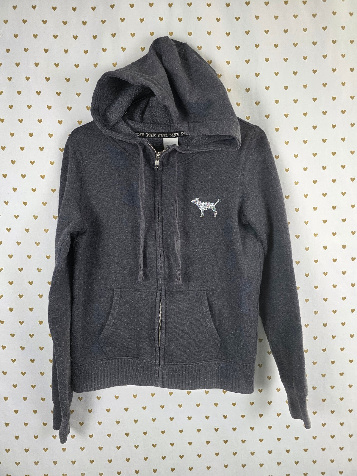 Victorias Secret Pink Gradient Bling Full Zip Hoodie Jacket Sequined Small
