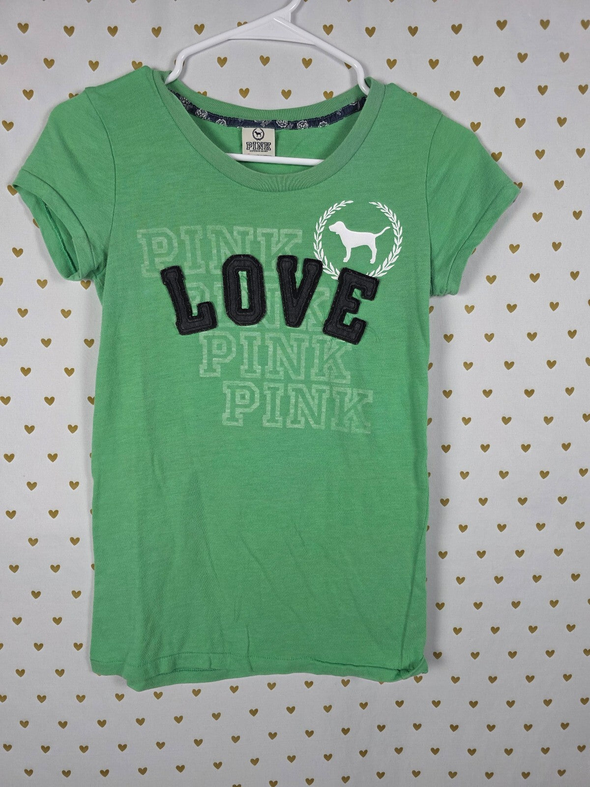 Victorias Secret PINK Vintage Y2k Green Embroidered Tee shirt SMALL