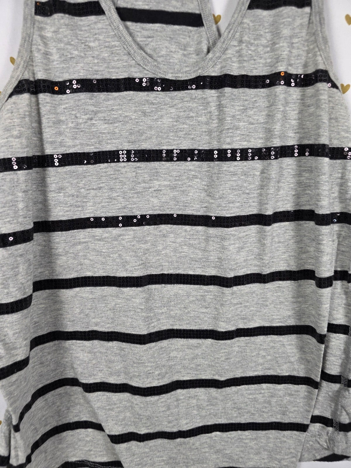 Victorias Secret PINK Bling Sequined Stripe Grey Tank Top Medium