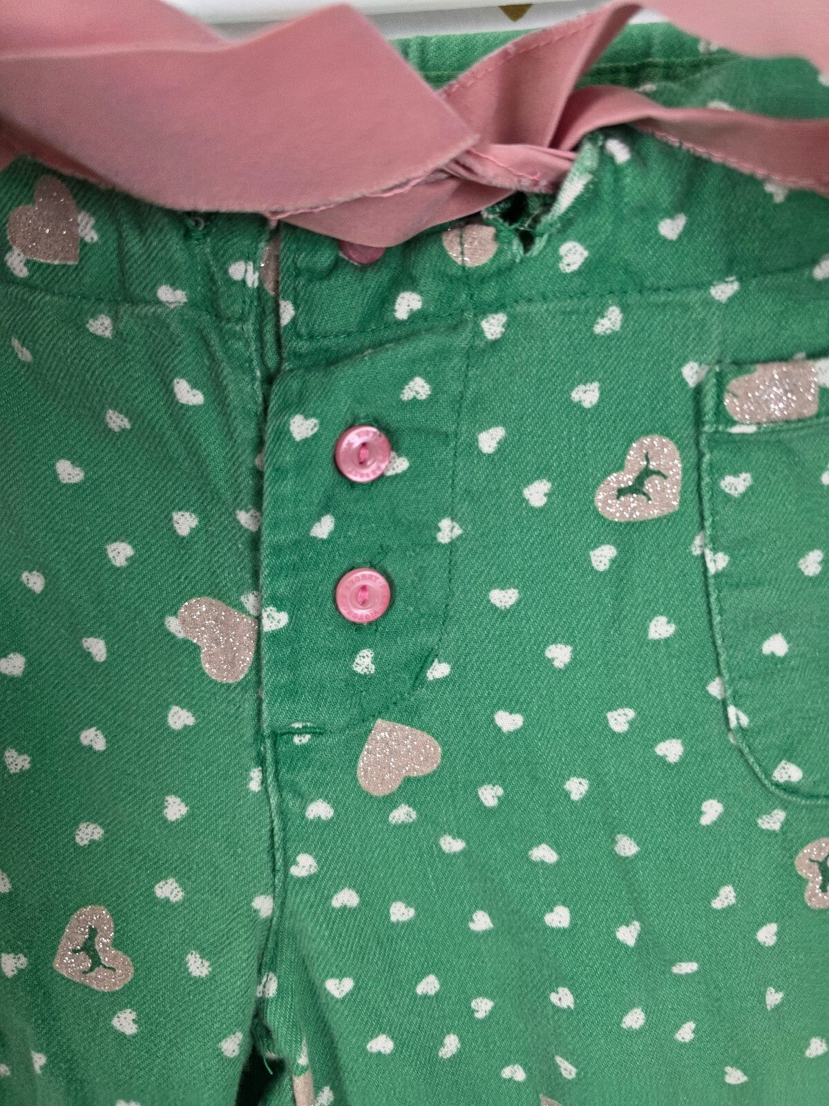 Vintage PINK Victoria's Secret Heart Print Lounge Sleep Pants Green Pink Logo XS