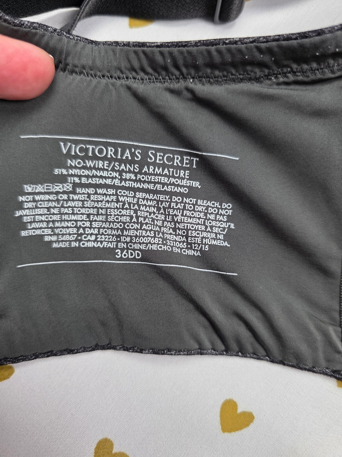Victorias Secret Black Wireless No Wire Bra 36DD