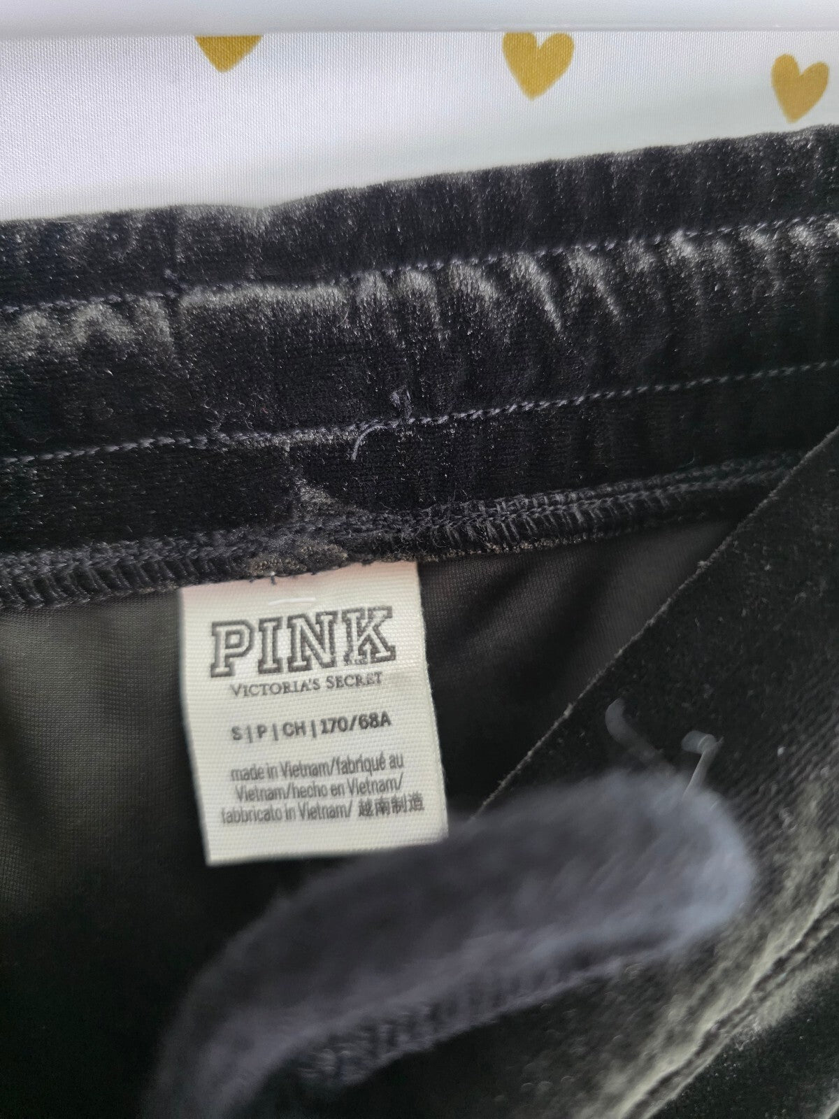 Victoria's Secret PINK Black Velour Hoodie Jogger Tracksuit Set Small