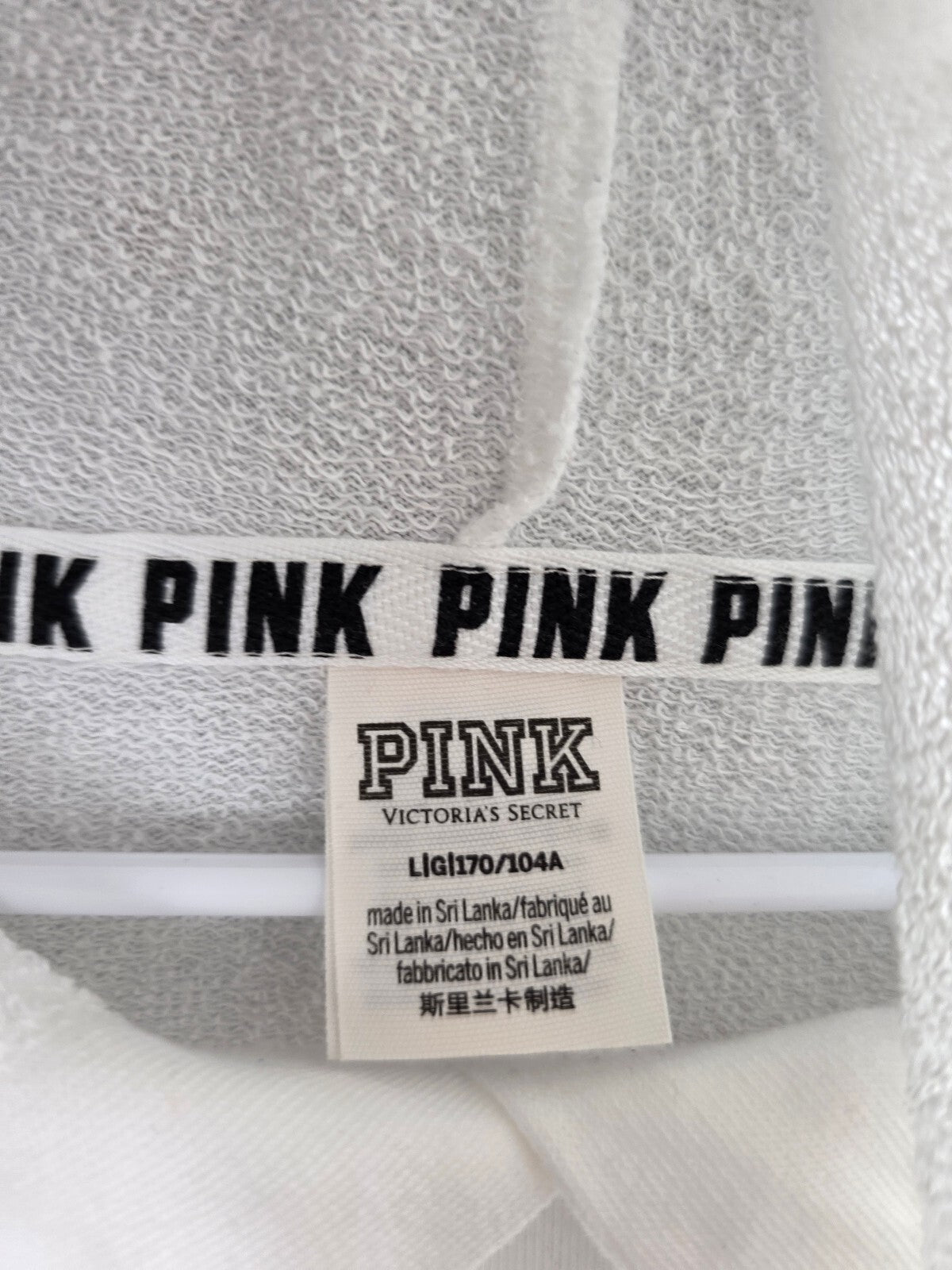 Victorias Secret Pink Checkered Campus Pullover Hoodie White Large