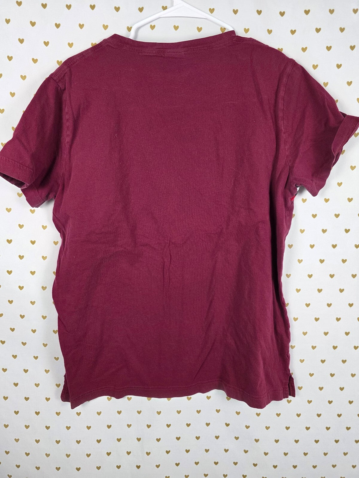 Victorias Secret PINK Maroon Rose BLING Sequined Tee shirt Logo Medium