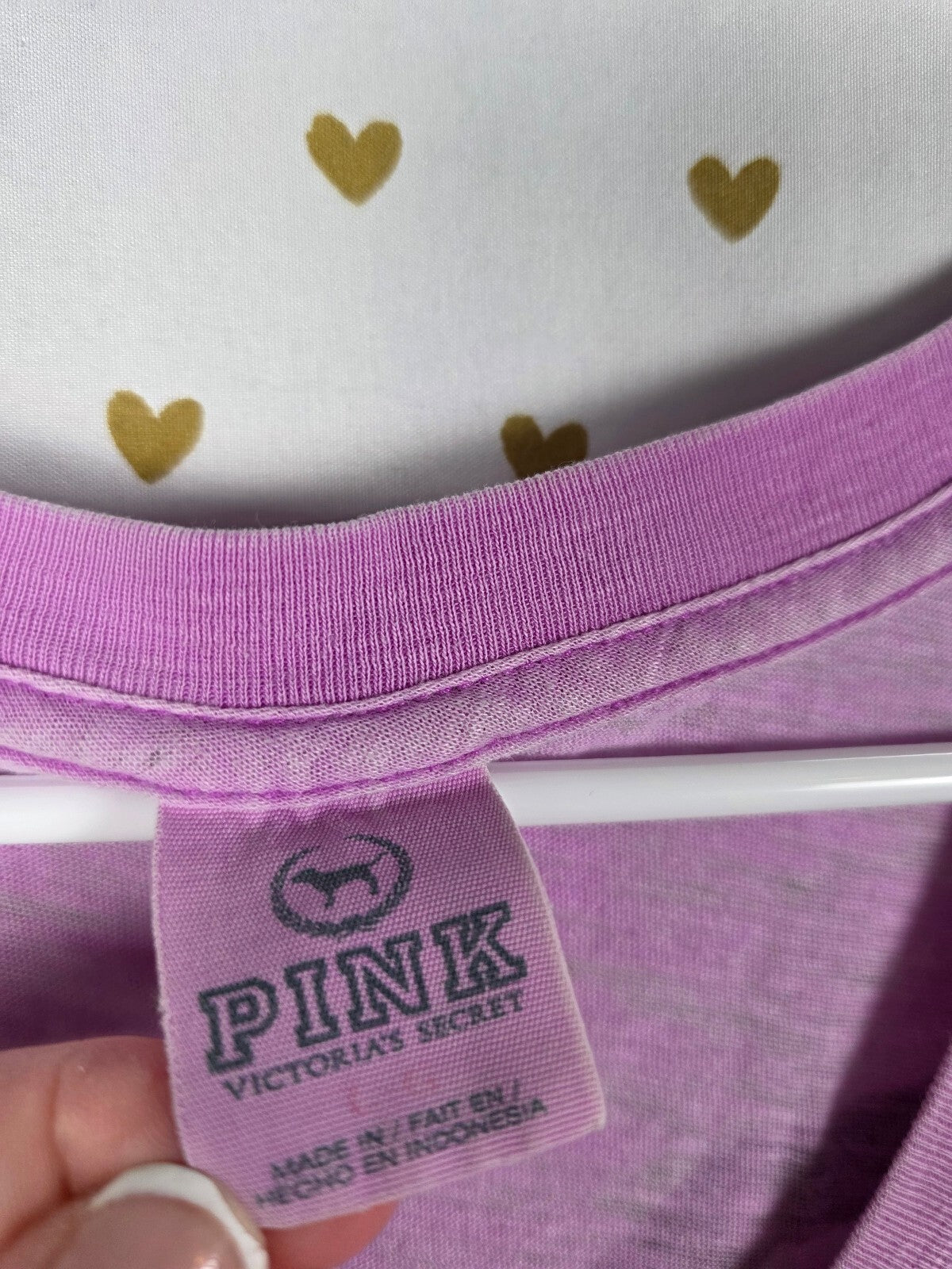 Victorias Secret PINK Vintage Semi Sheer Purple Love 86 Tee shirt Large