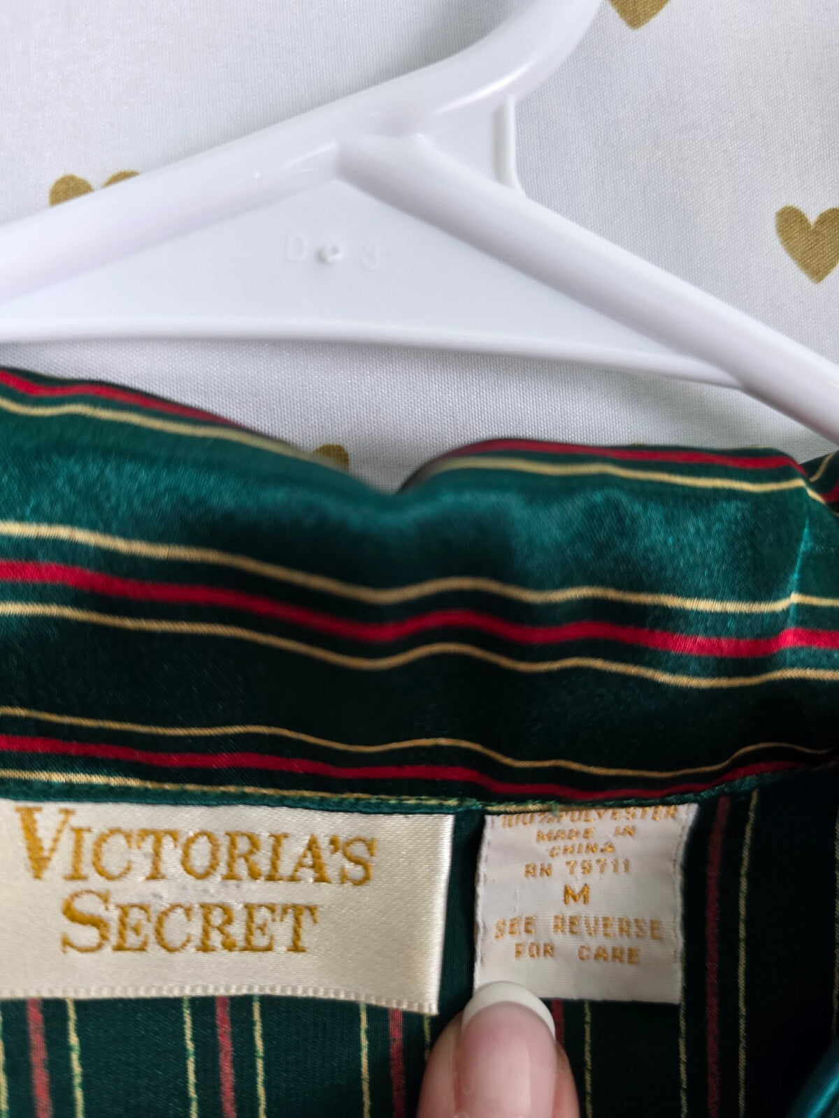 Victorias Secret vintage satin Gold Label Sleep Set Striped Shirt Shorts Medium