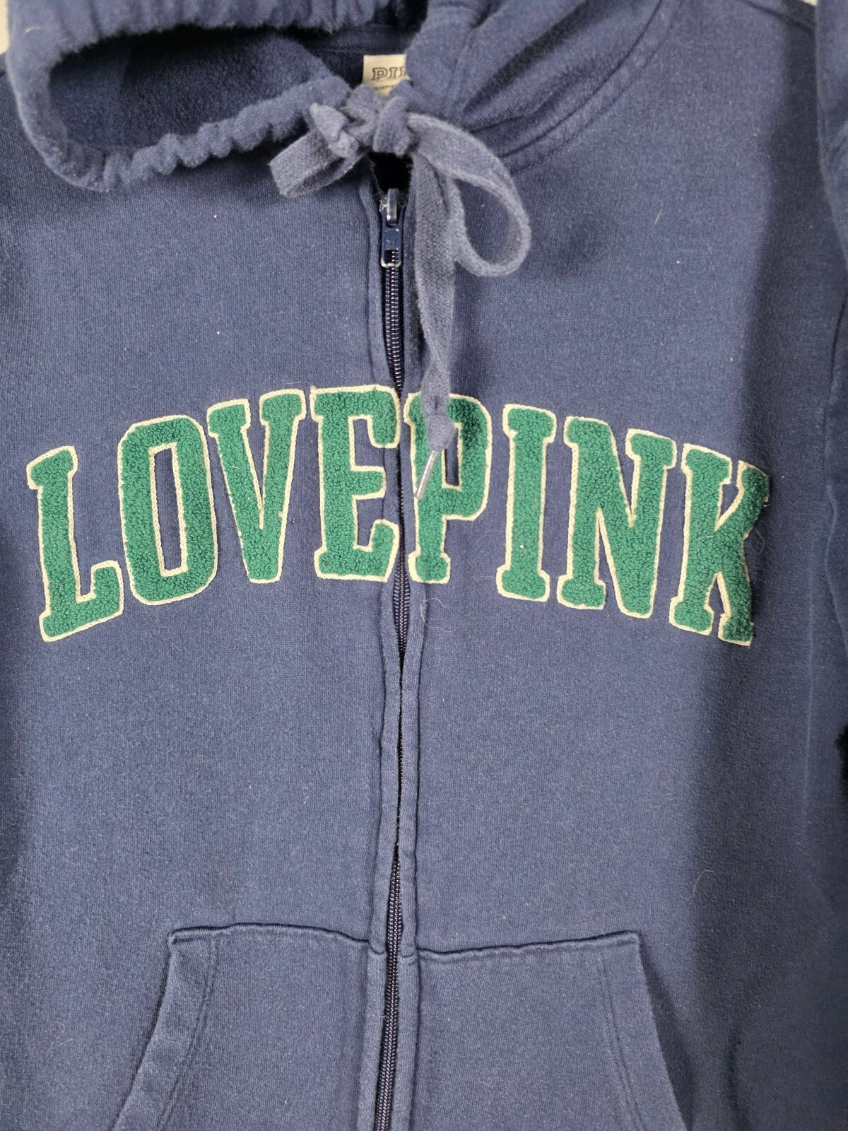 Victorias Secret PINK Embroidered Hoodie Jacket Sweatpants SET XS Blue 2pc