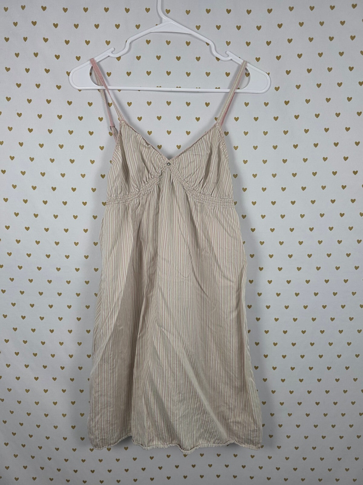 Victorias Secret Vintage 100% SILK Slip Dress Striped Nightie Lingerie MEDIUM