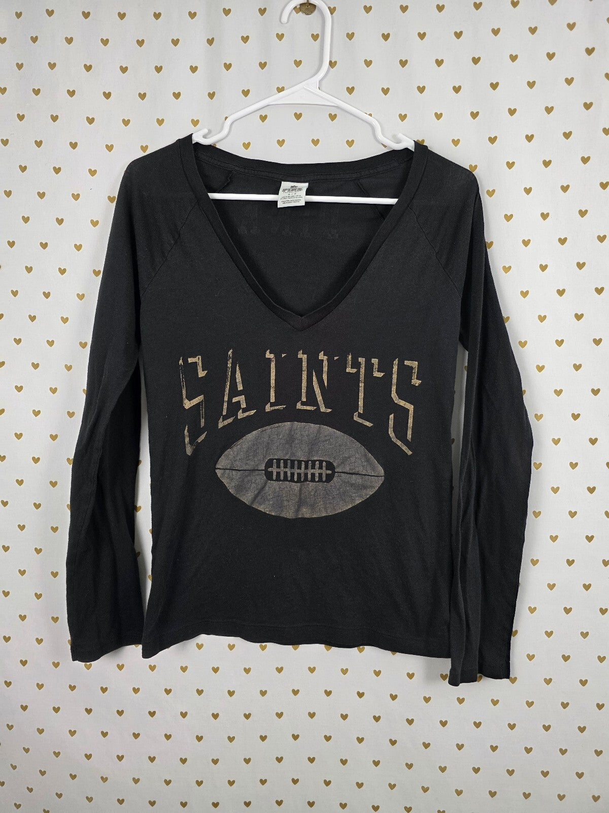 Victorias Secret PINK NFL New Orleans Saints Long Sleeve Football Tee Small
