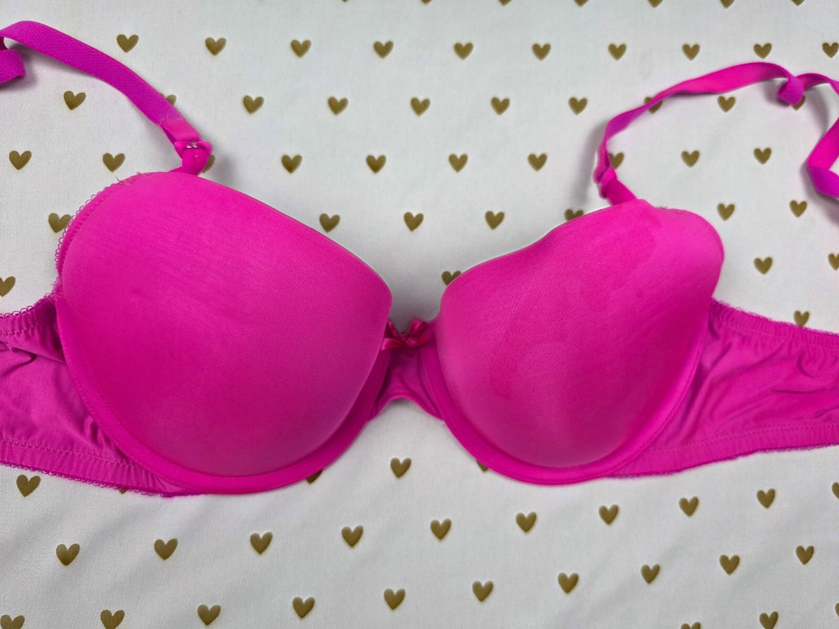 Victorias Secret Bright Pink Dream Angels Lined Demi Balconette Bra 34D