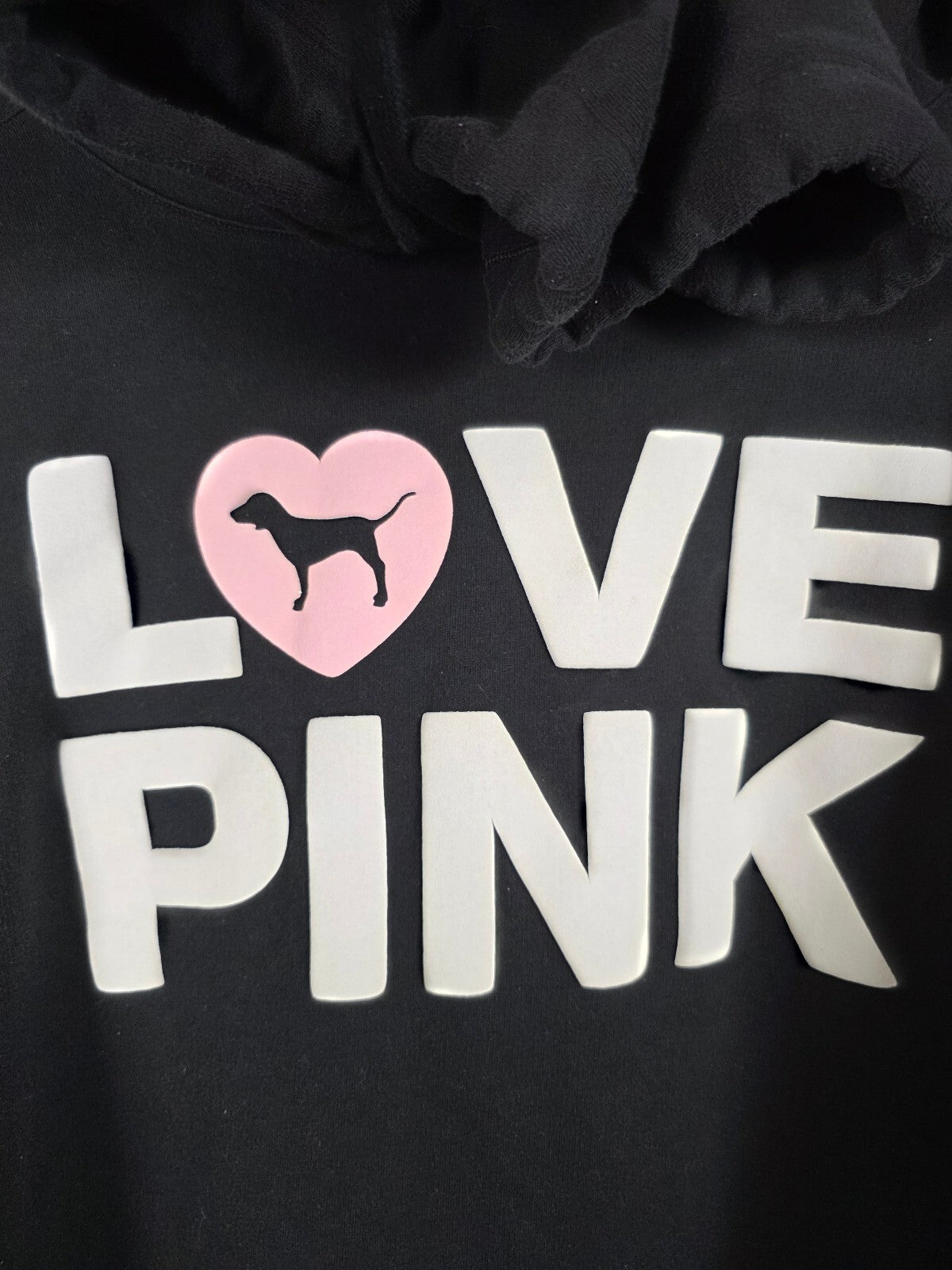 Victoria's Secret PINK LOVE Hoodie Jogger Set Black CAMPUS ORIGINALS XXL 2XL