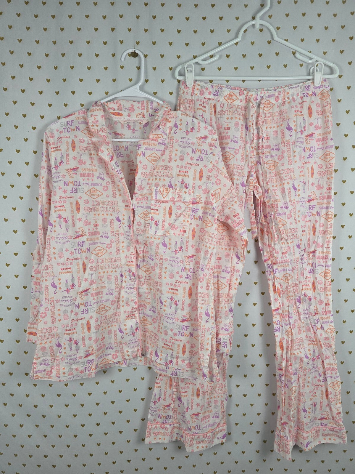 Victorias Secret Cute Medium Sleep Set 2pc Shirt Pants Medium