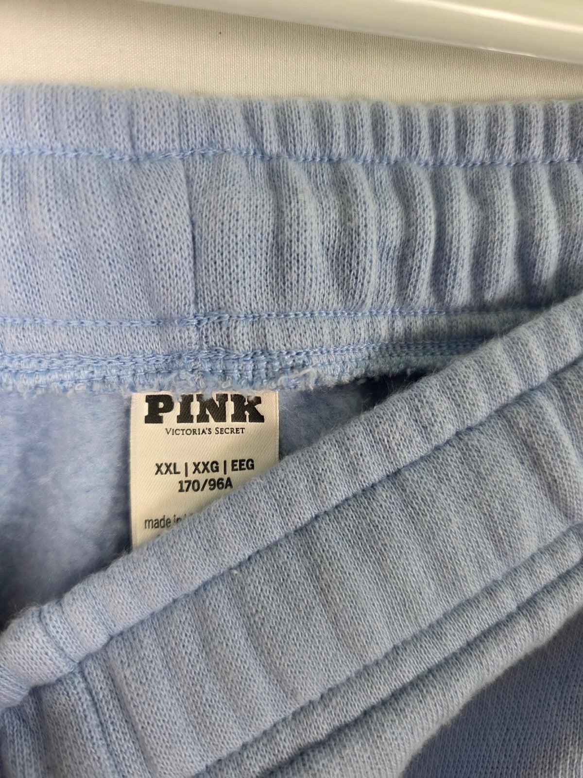 Victorias Secret PINK Light Blue Logo Sweats Sweatpants XXL 2XL Pockets