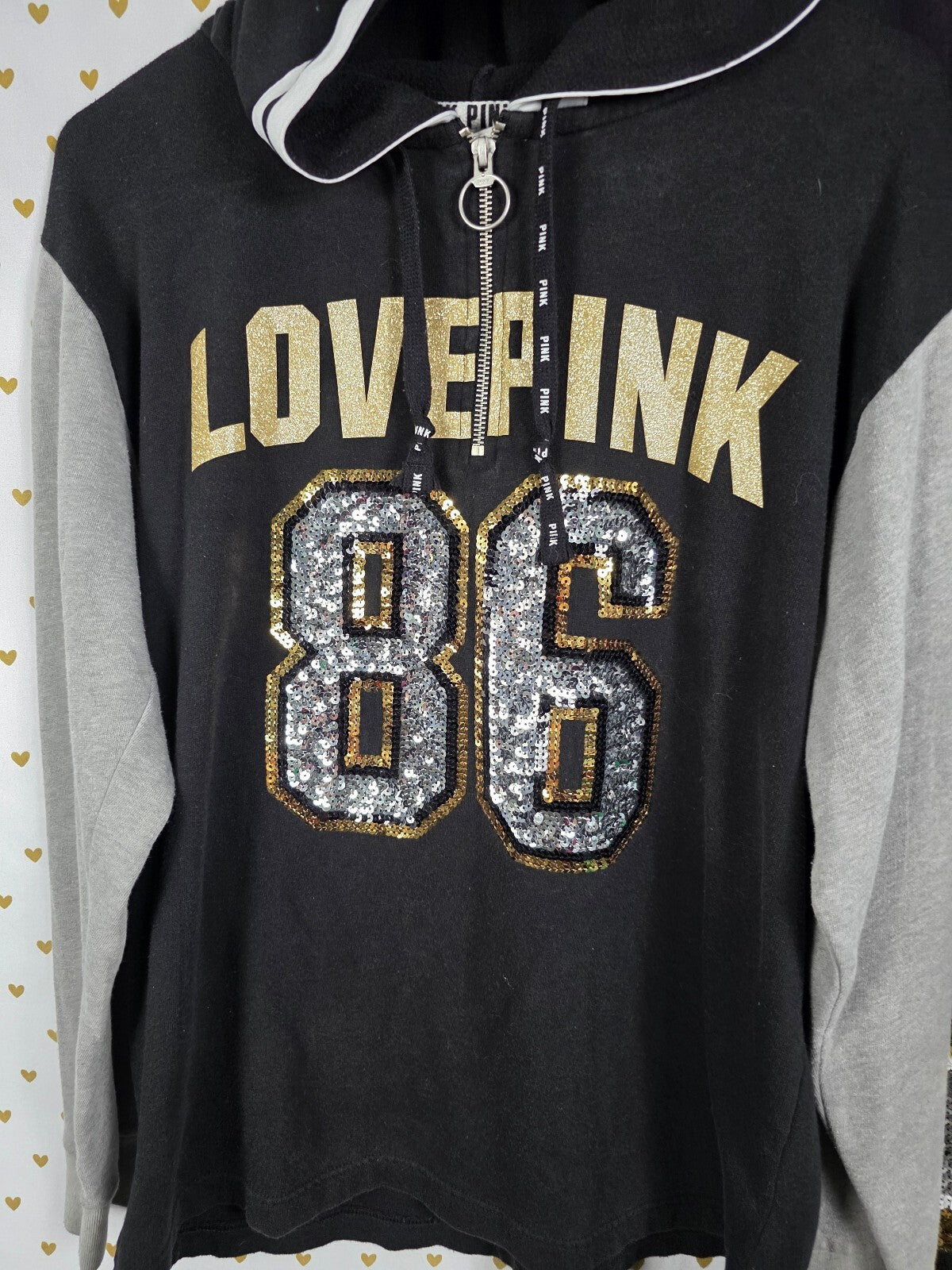 Victorias Secret Pink Bling Set Hooded Sweater Sequined Sweatpants Small