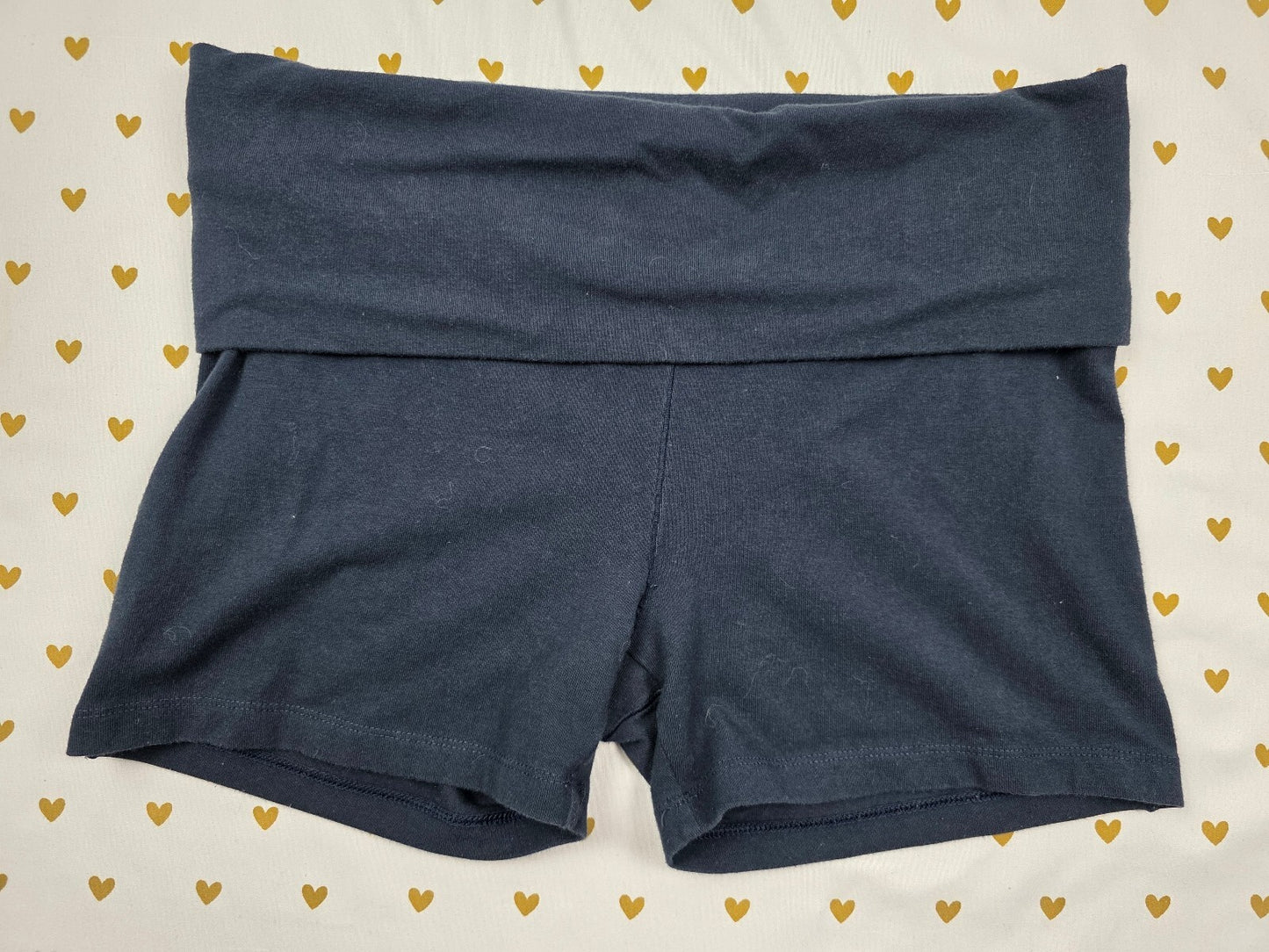 Victorias Secret PINK Dark Blue Foldover Yoga Shorts BLING LOGO SMALL