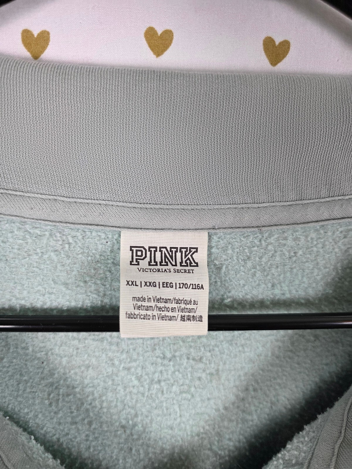 Victorias Secret Pink Sage Green Quarter Zip Sweater Shirt Pullover 2XL XXL