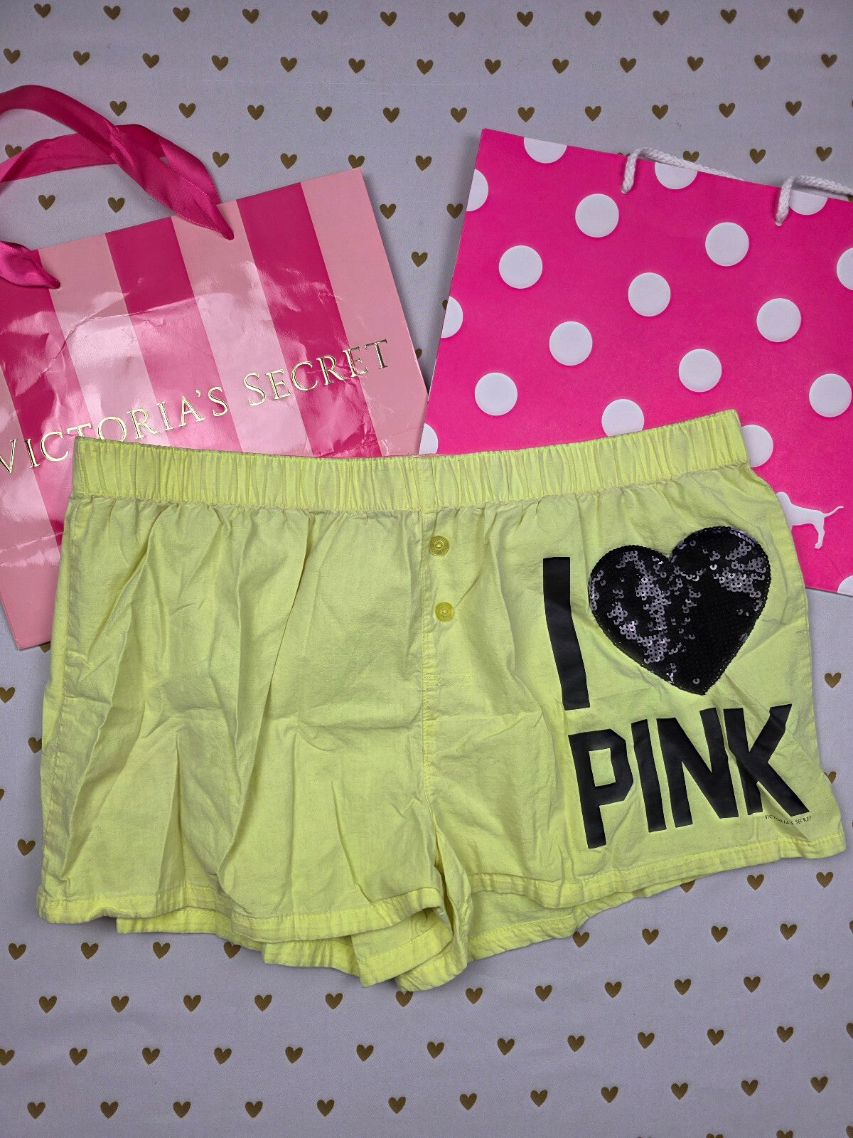 Victorias Secret PINK Neon Y2k Vintage Bling Sleep Shorts Boxers Pajama Bottoms