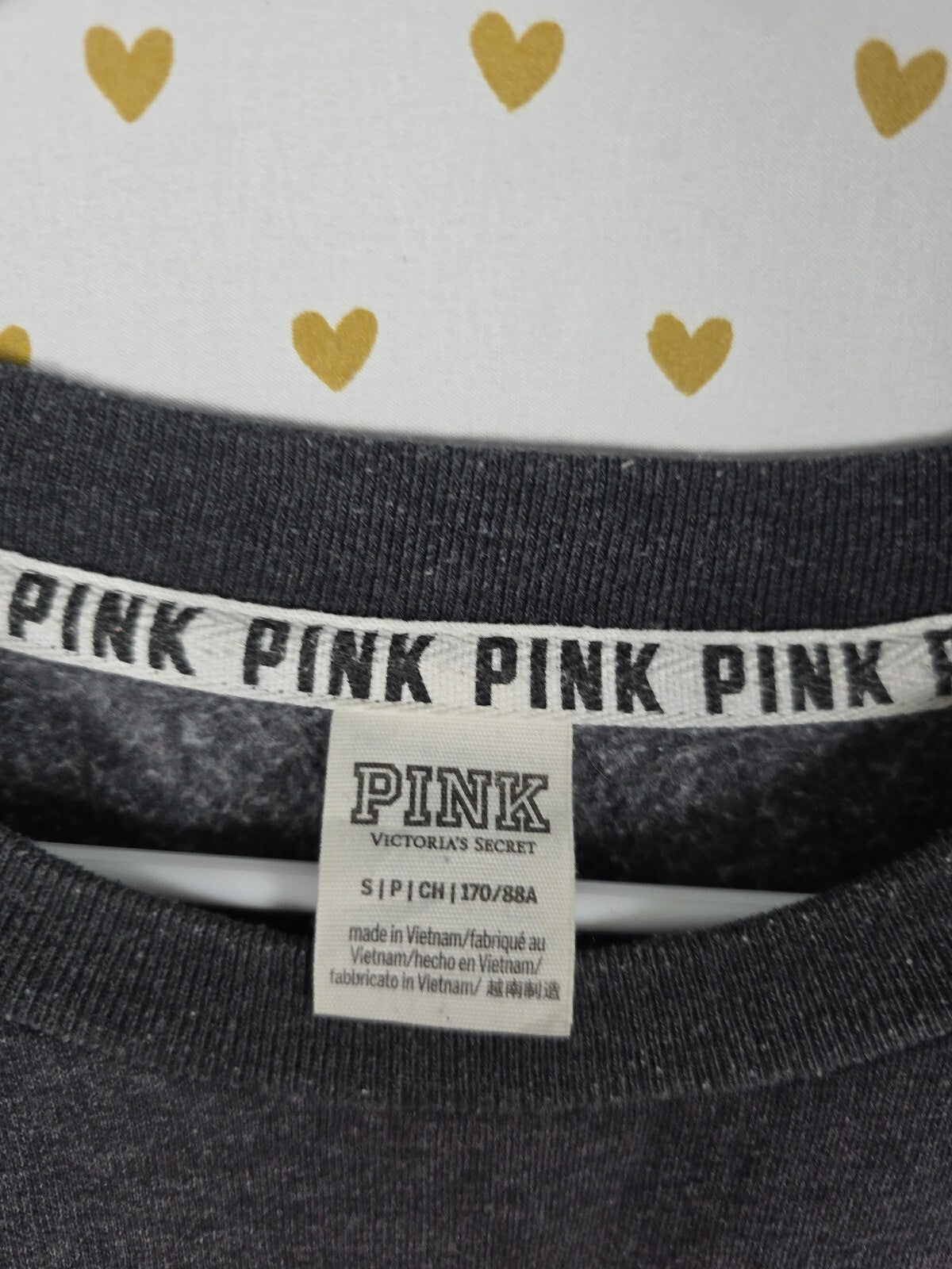 Victorias Secret Pink Rainbow Crest Crew Sweater Shirt SMALL