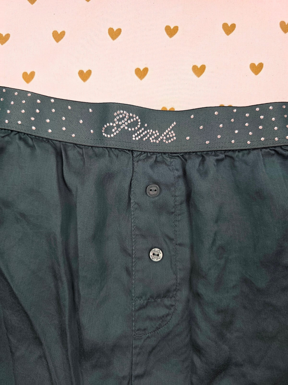 Victorias Secret PINK BLING Green XL Sleep Shorts Boxers Pajama Bottoms
