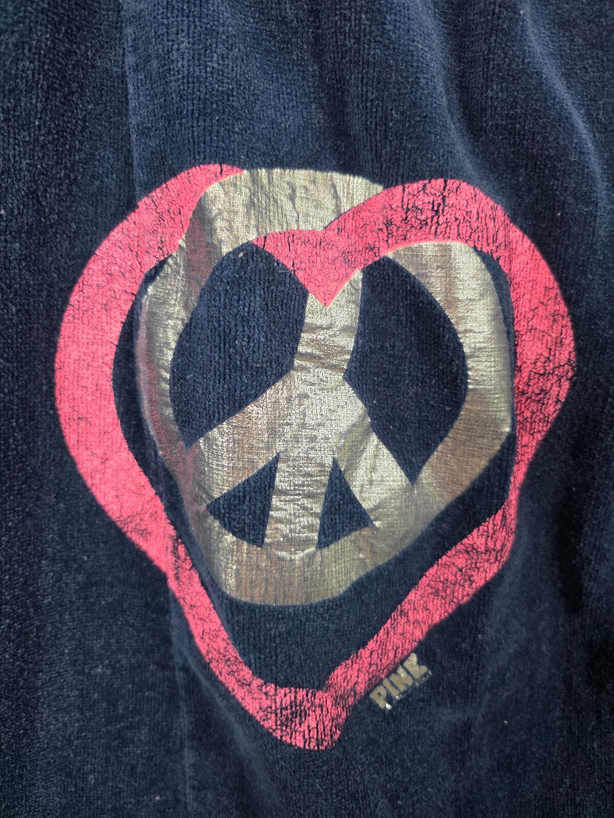 Vintage PINK Victoria's Secret Velour Spa Wrap Towel Peace Heart XS Y2K 2008