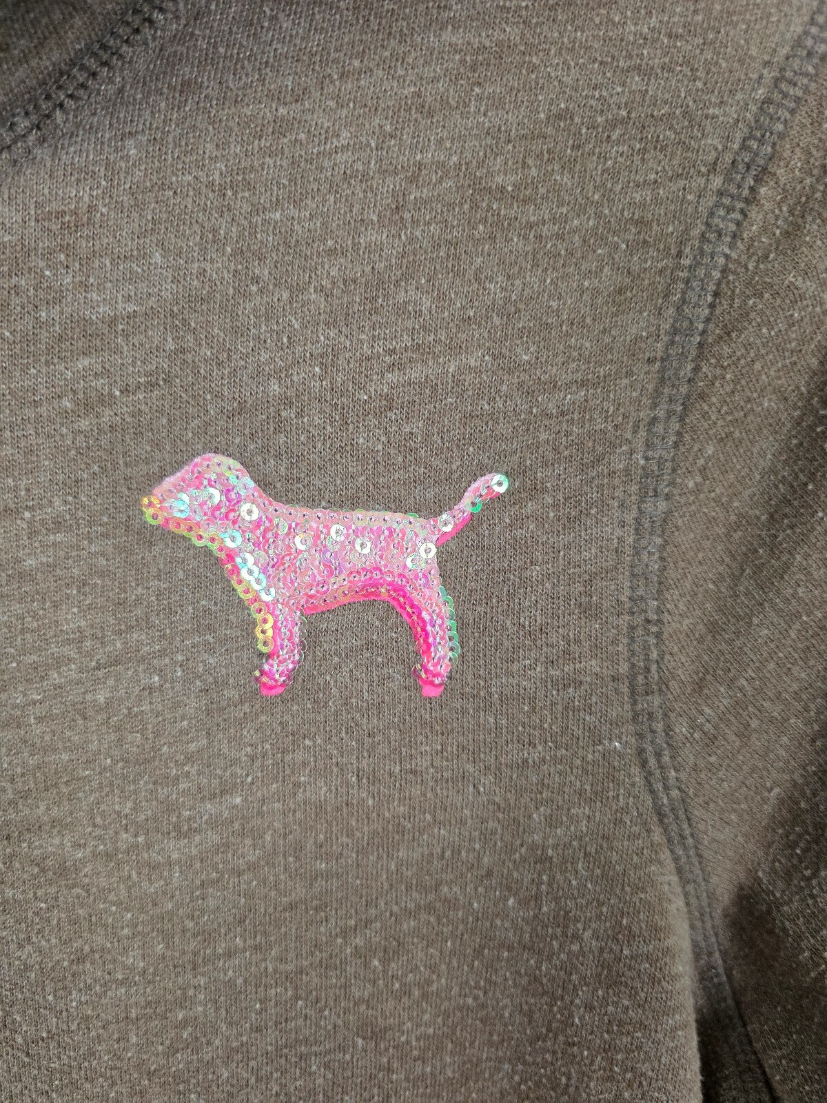 Victorias Secret Pink Vintage BLING Heart Sequined Y2k Full Zip Hoodie jacket L
