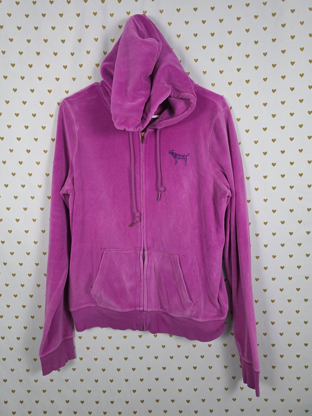 Victorias Secret Pink Purple Bling Sequined Velour Hoodie Jacket Y2k Large