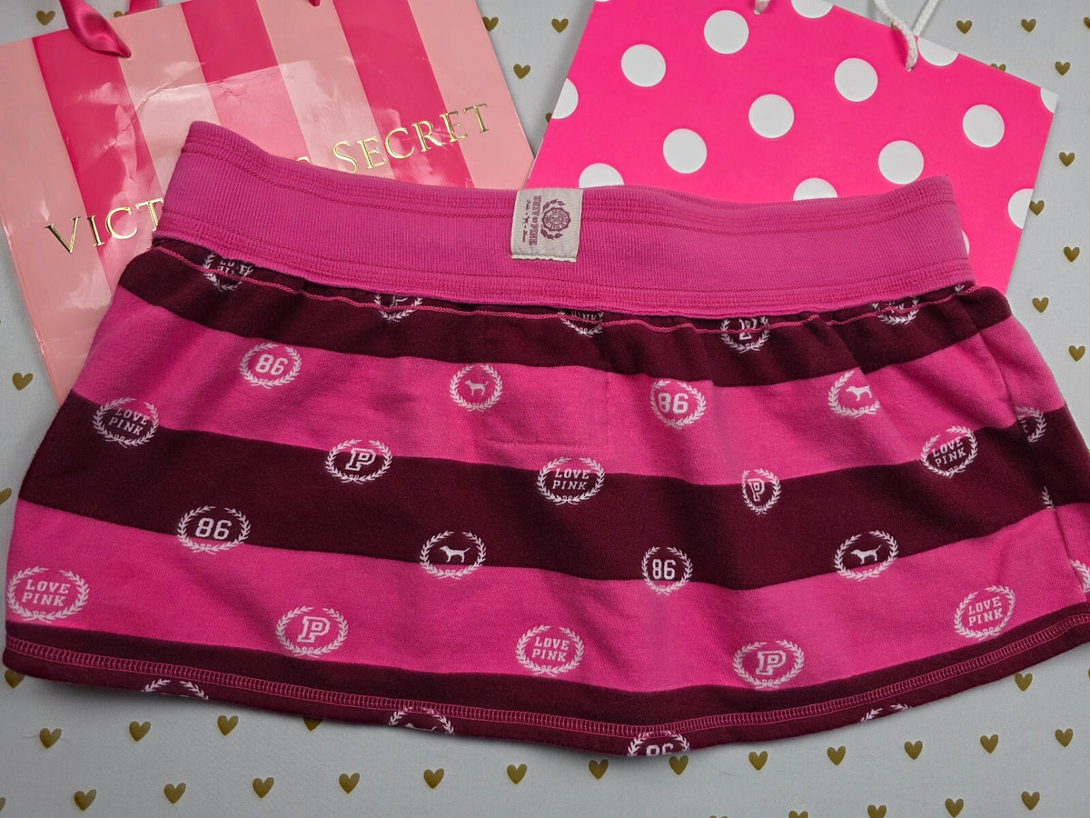 Vintage VS PINK University 86 Love PINK Striped Lounge Skirt Y2K M