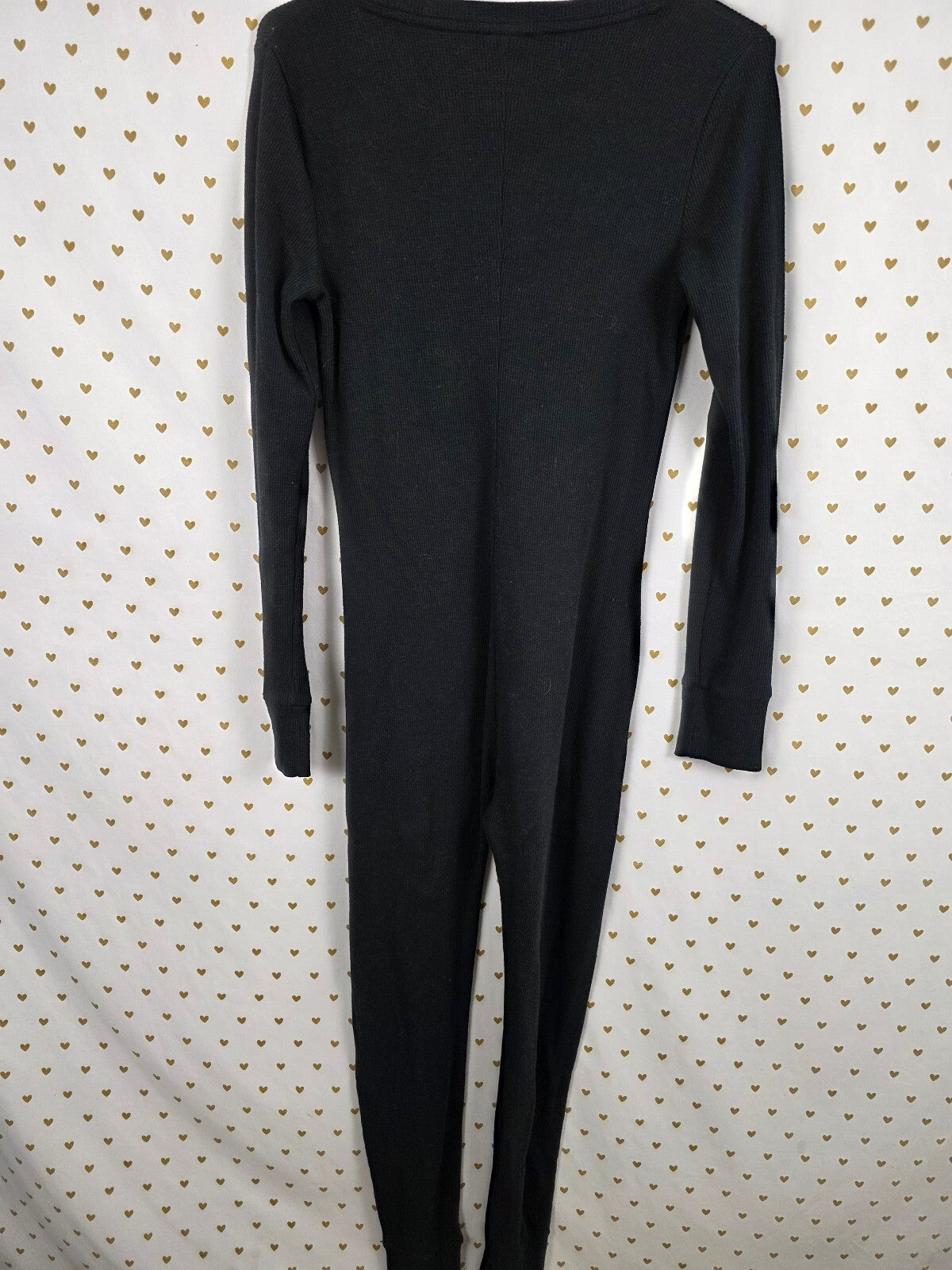 Victoria's Secret PINK Skeleton Thermal Union Suit One Piece Pajamas Black Med
