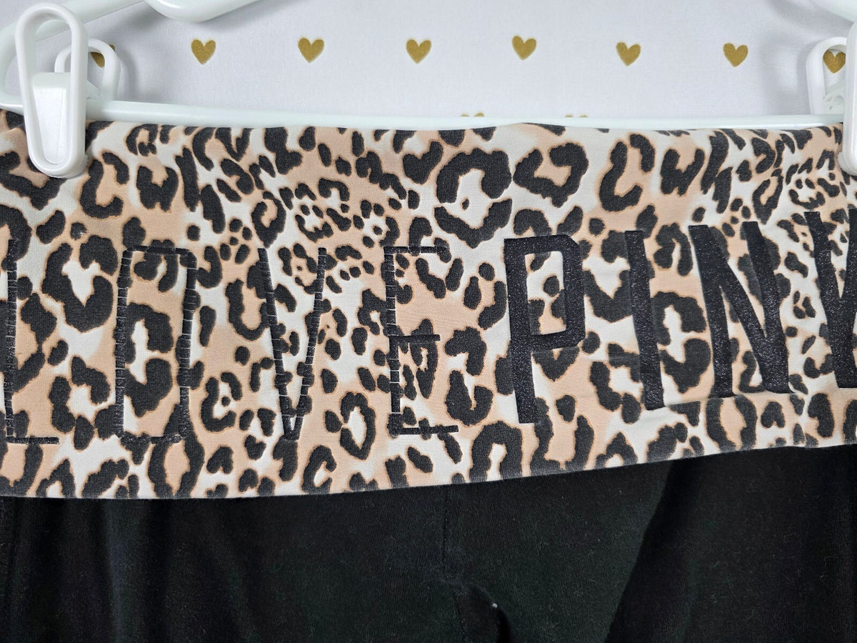 Victorias Secret PINK Leopard Cheetah Ankle Skinny Foldover Yoga Pants Y2k SMALL