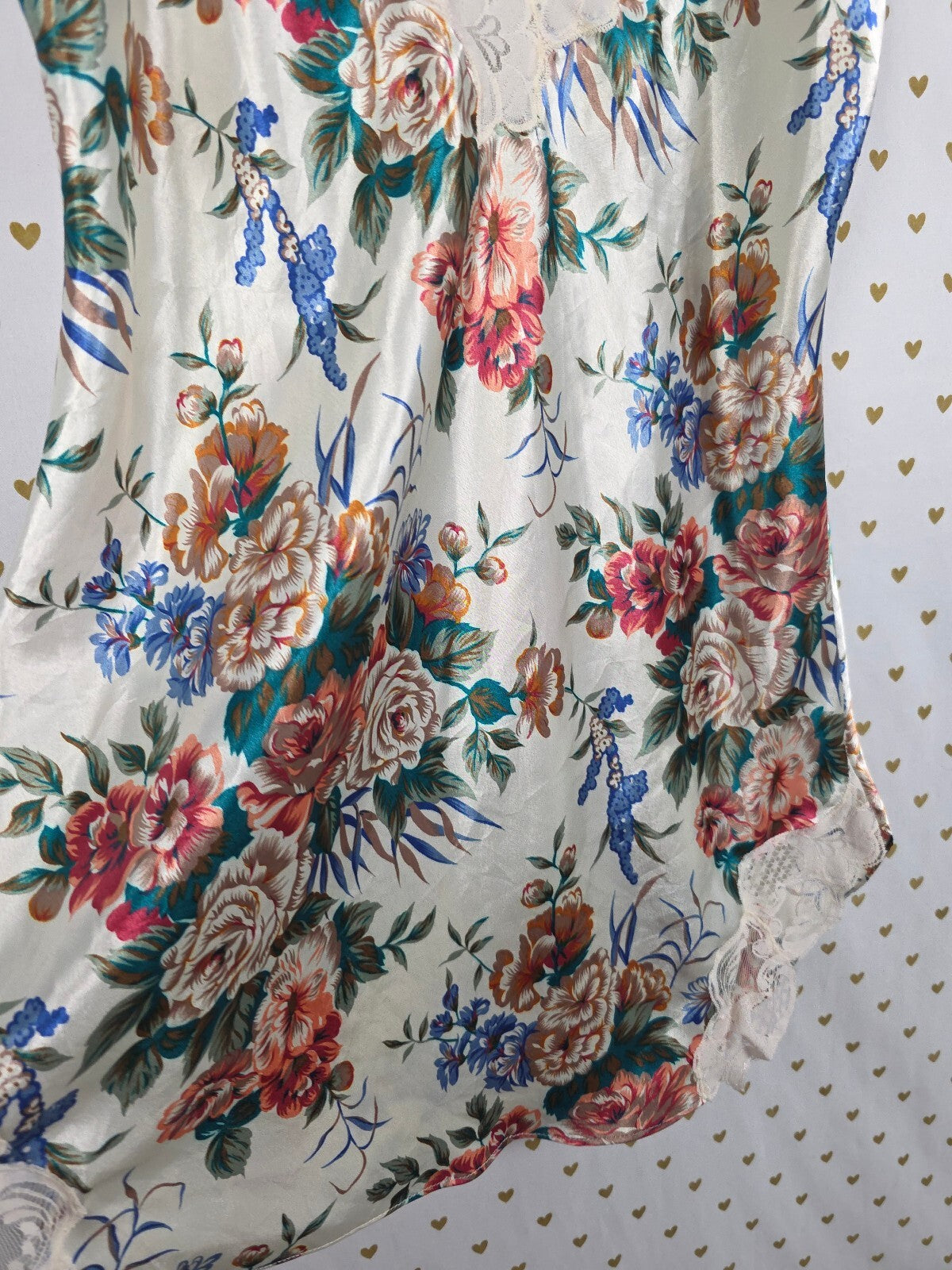 Victorias Secret Vintage Gold Label satin Floral Slip Dress Medium 90's Nightie
