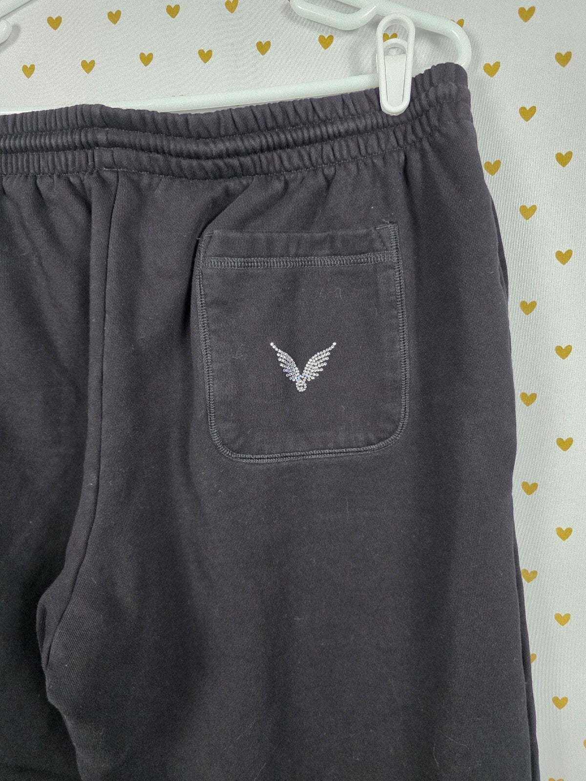 Victoria's Secret Supermodel Essentials Black Fleece Joggers Wings XL