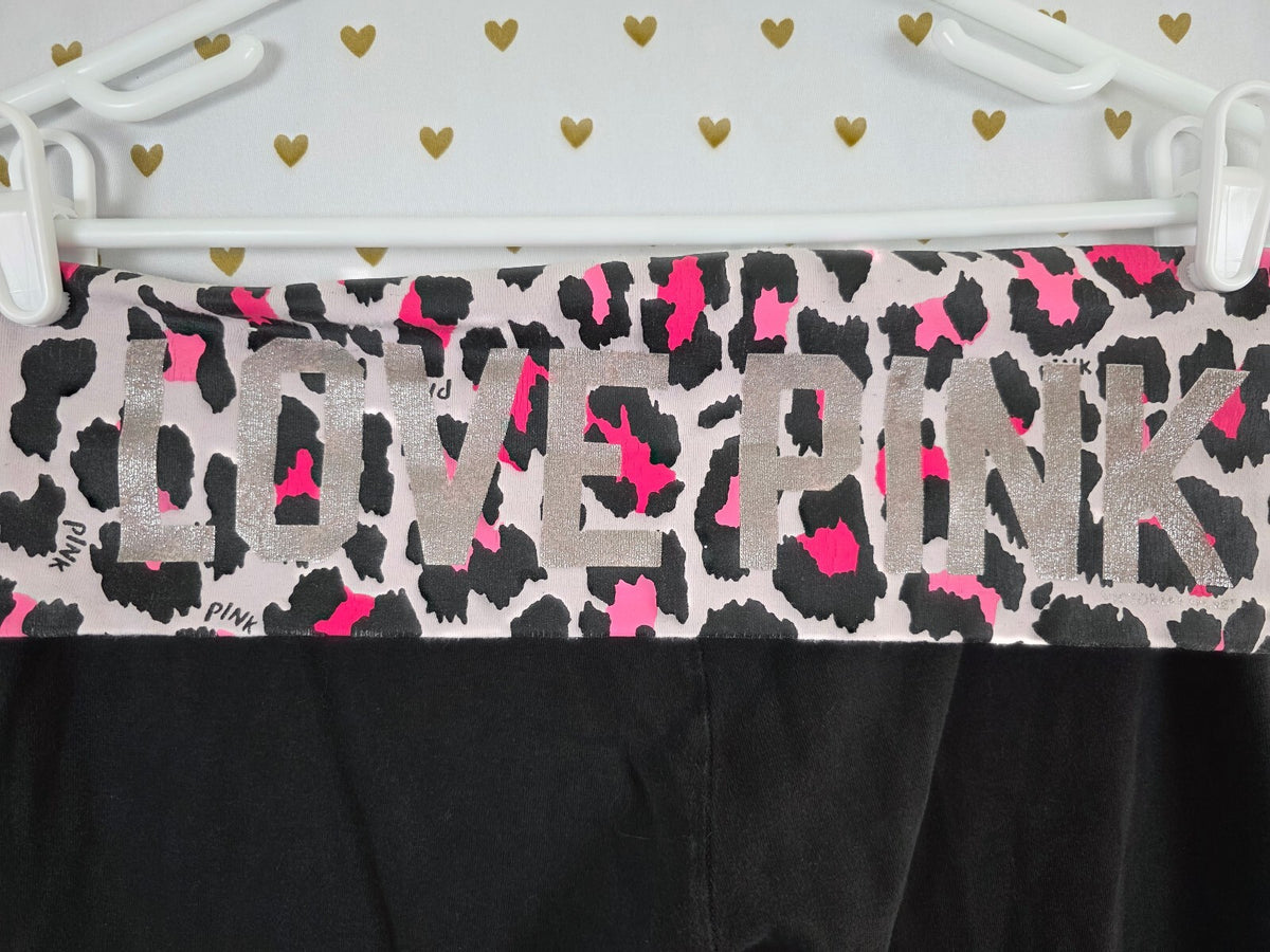 Victorias Secret PINK Leopard Cheetah Vintage Y2k Foldover Yoga Pants MEDIUM