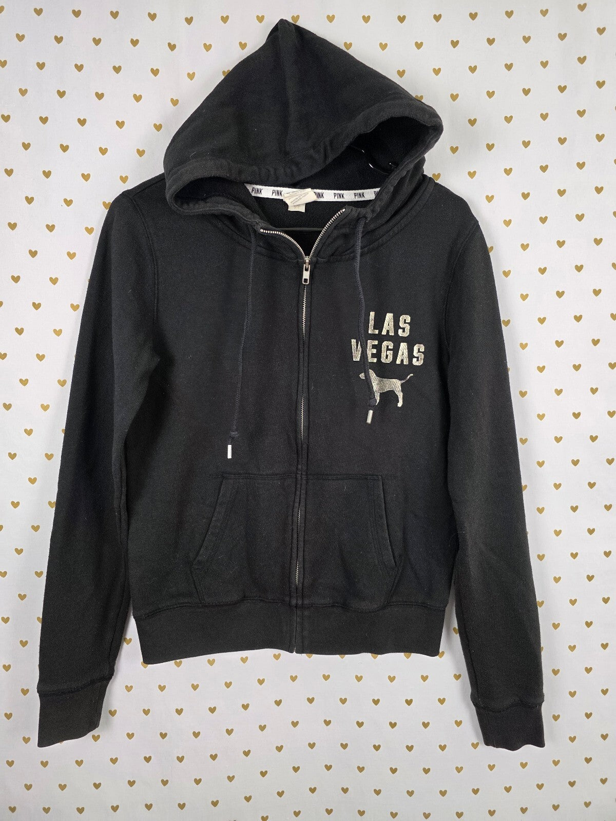 Victoria’s Secret PINK Las Vegas Hoodie S NEED MORE VEGAS Sequin BLING Zip Up